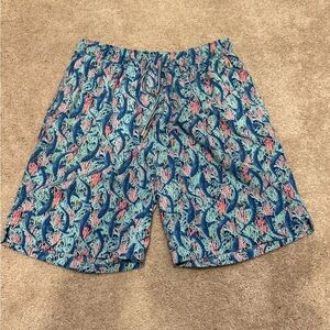Peter Millar Men's Blue Tropical Coral-Print swim trunks